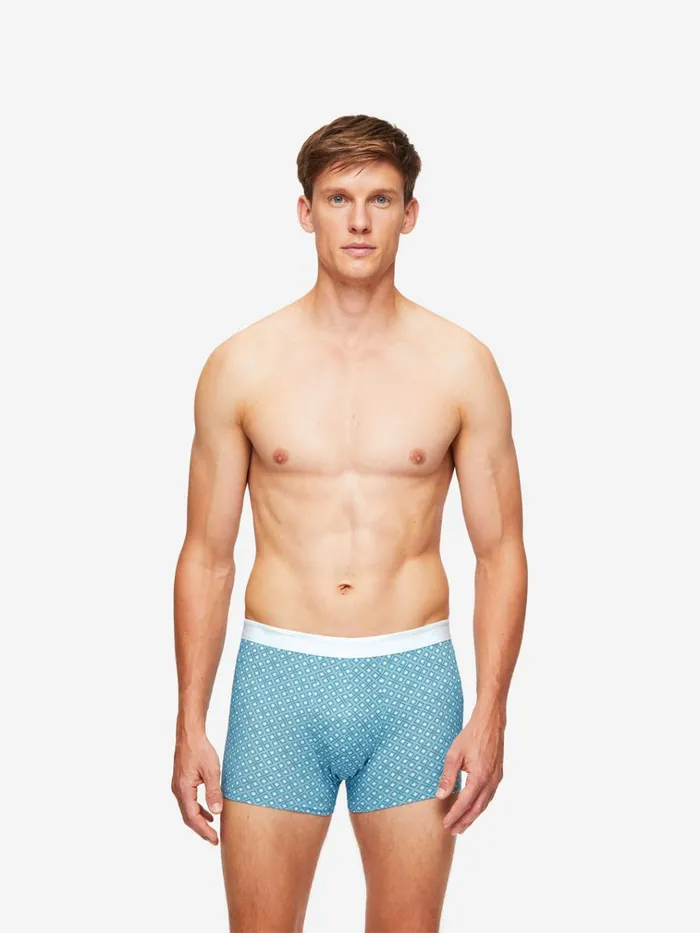 Boxer Briefs Men Derek Rose Boxer Briefs Geometric Pima Cotton Stretch 3 Blue
