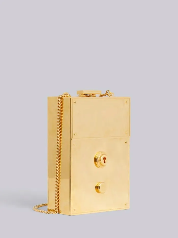 Brass Mrs Thom Minaudiere Chain Bag Vibrated Gold Women Thom Browne Crossbody Bags Brass Mrs Thom Minaudiere Chain Bag Vibrated Gold Women Thom Browne Crossbody Bags