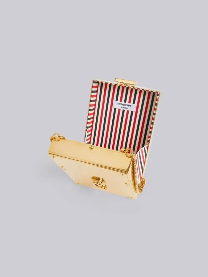 Brass Mrs Thom Minaudiere Chain Bag Vibrated Gold Women Thom Browne Crossbody Bags Brass Mrs Thom Minaudiere Chain Bag Vibrated Gold Women Thom Browne Crossbody Bags
