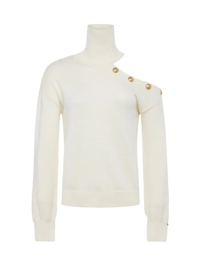 Brixie Cutout Turtleneck Ivorygold Women L039Agence Knitwear Brixie Cutout Turtleneck Ivorygold Women L039Agence Knitwear