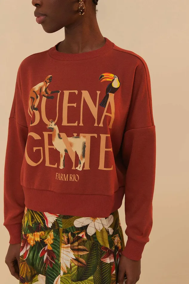 Brown Buena Gente Sweatshirt Women FARM Rio Sweaters and Sweatshirts