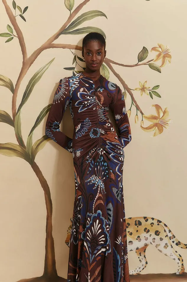 Brown Delicate Garden Long Sleeve Maxi Dress Women FARM Rio Maxi Dresses Brown Delicate Garden Long Sleeve Maxi Dress Women FARM Rio Maxi Dresses