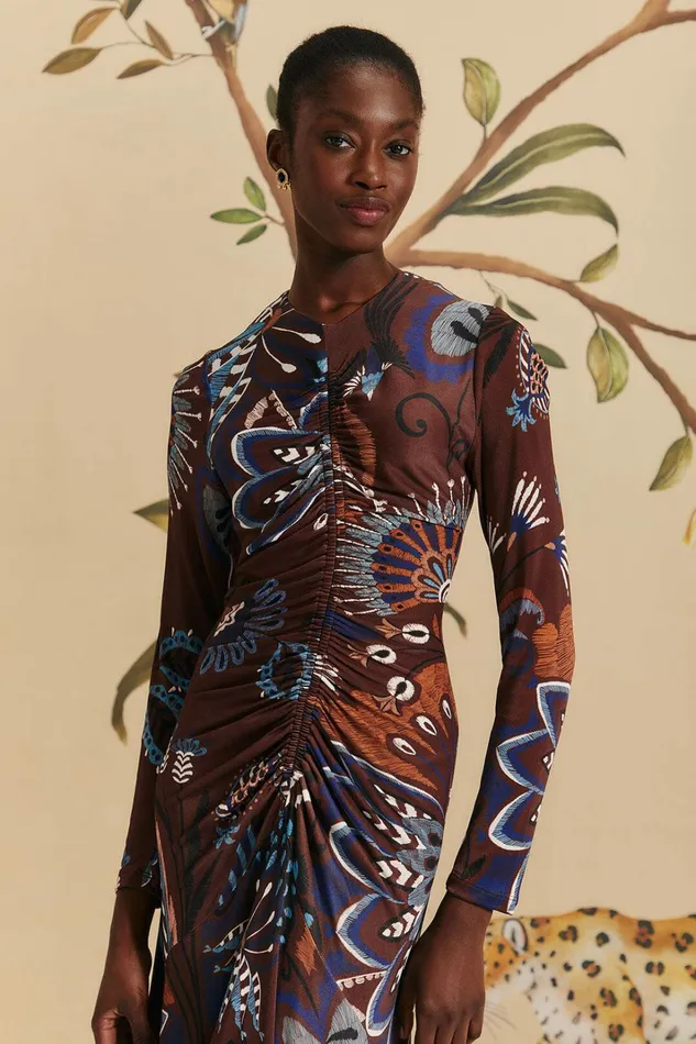 Brown Delicate Garden Long Sleeve Maxi Dress Women FARM Rio Maxi Dresses Brown Delicate Garden Long Sleeve Maxi Dress Women FARM Rio Maxi Dresses