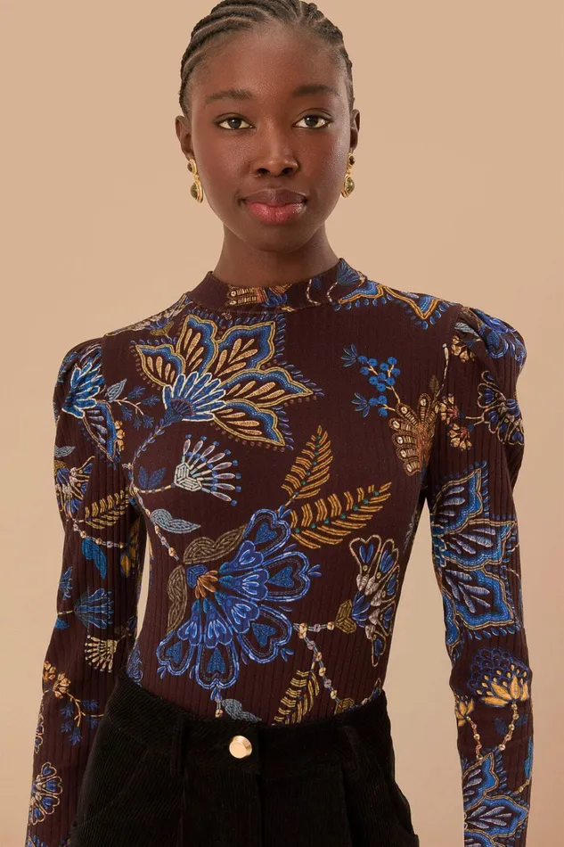 Brown Embroidered Garden Bodysuit Women FARM Rio Bodysuits Brown Embroidered Garden Bodysuit Women FARM Rio Bodysuits