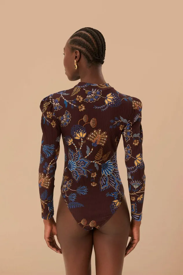Brown Embroidered Garden Bodysuit Women FARM Rio Bodysuits Brown Embroidered Garden Bodysuit Women FARM Rio Bodysuits