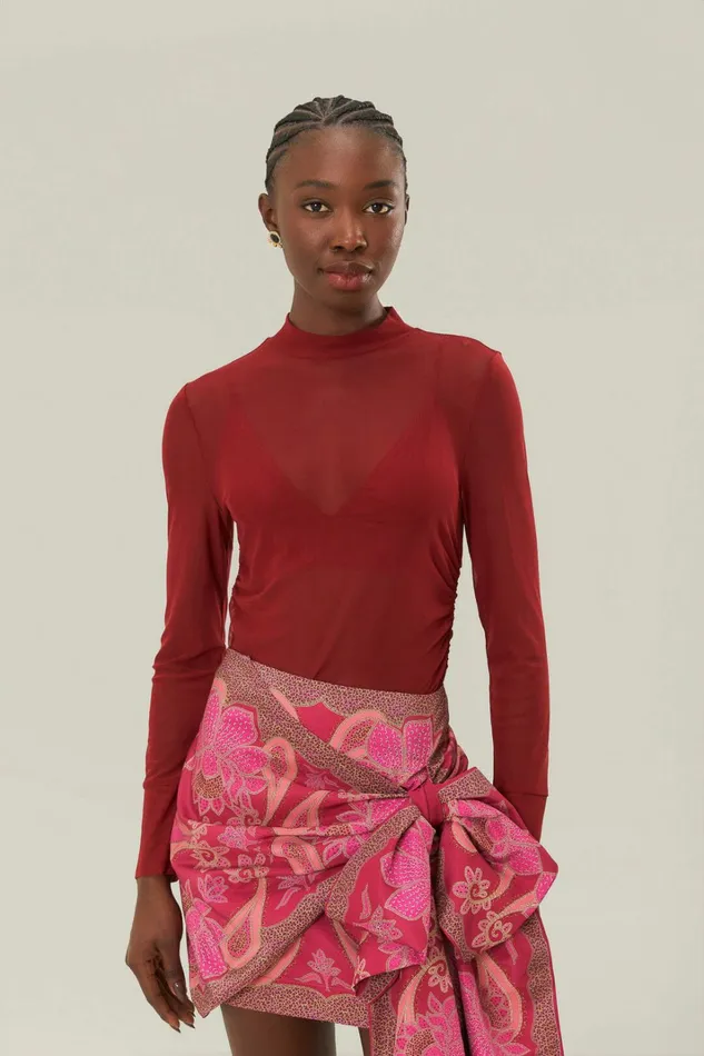 Burgundy Jersey Blouse Women FARM Rio Blouses Burgundy Jersey Blouse Women FARM Rio Blouses