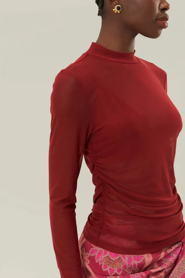 Burgundy Jersey Blouse Women FARM Rio Blouses Burgundy Jersey Blouse Women FARM Rio Blouses