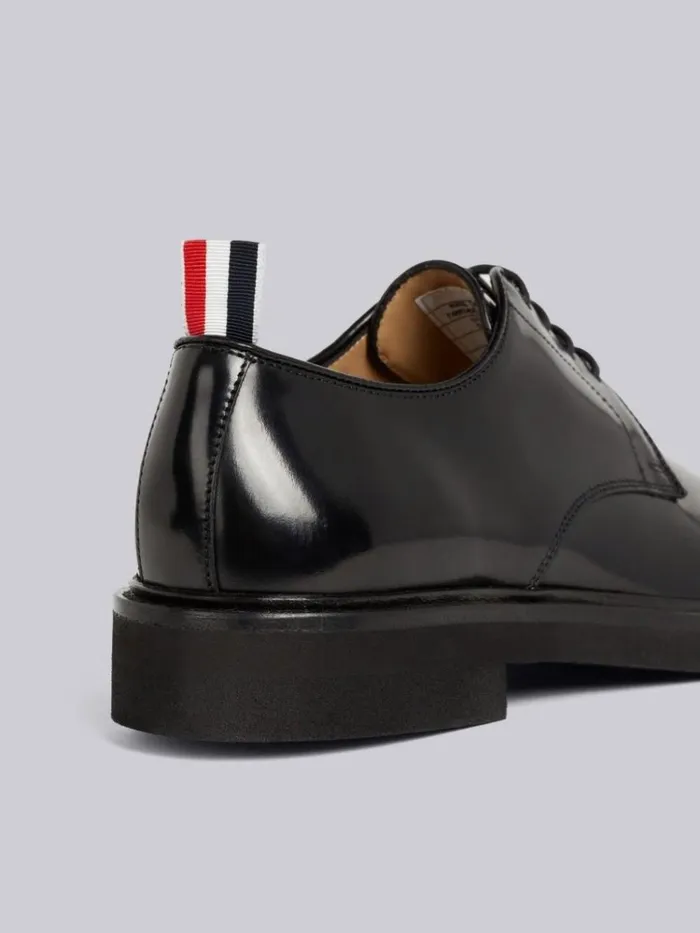 Calf Leather Micro Sole Uniform Shoe Black Women Thom Browne Brogues and Loafers