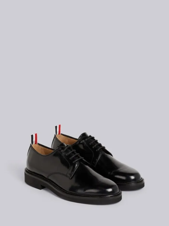 Calf Leather Micro Sole Uniform Shoe Black Women Thom Browne Brogues and Loafers