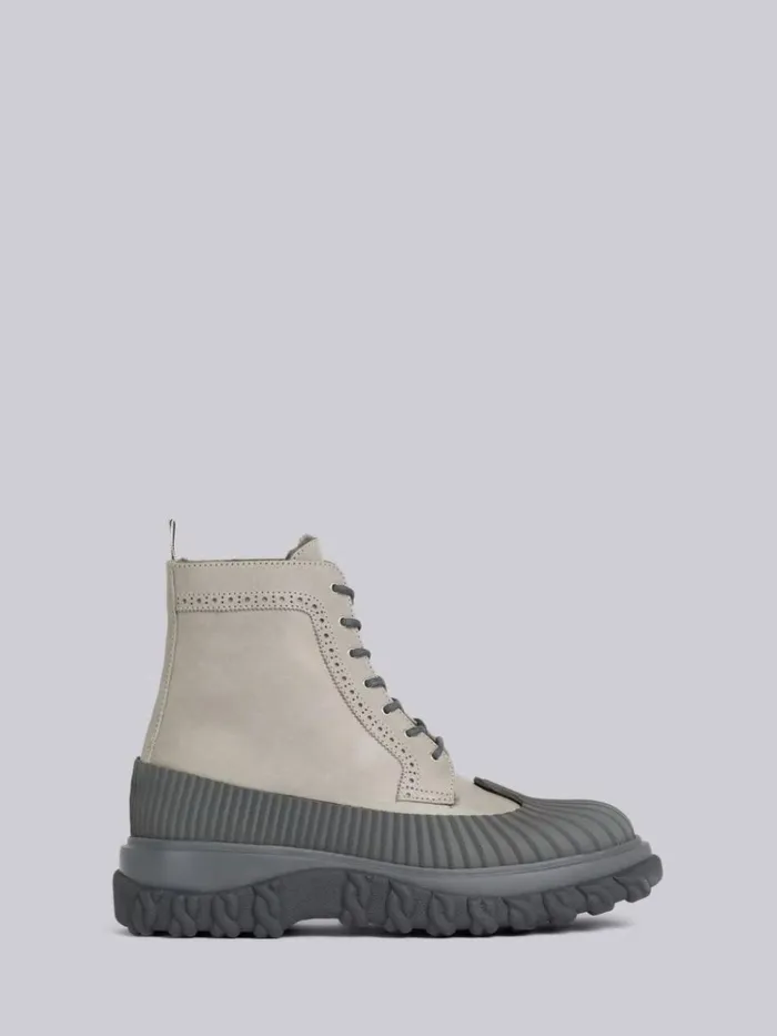 Calf Leather Shearling Lined Molded Rubber Sole Longwing Duck Boot Dark Grey Men Thom Browne Boots Calf Leather Shearling Lined Molded Rubber Sole Longwing Duck Boot Dark Grey Men Thom Browne Boots
