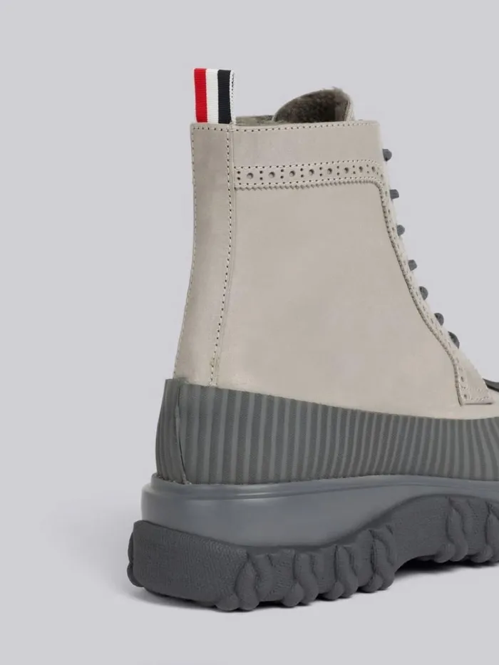 Calf Leather Shearling Lined Molded Rubber Sole Longwing Duck Boot Dark Grey Men Thom Browne Boots