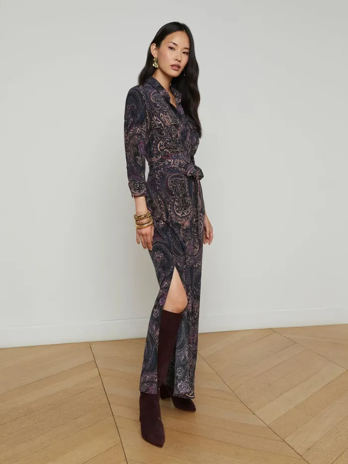 Cameron Silk Shirt Dress Plum Multi Boute Paisley Women L039Agence Dresses and Jumpsuits Cameron Silk Shirt Dress Plum Multi Boute Paisley Women L039Agence Dresses and Jumpsuits