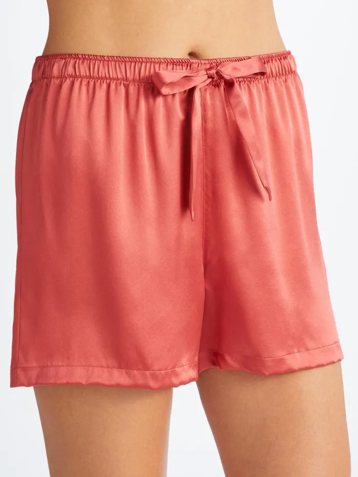 Cami Pajama Sets Women Derek Rose Short Cami Pajamas Bailey Silk Satin Rose Red