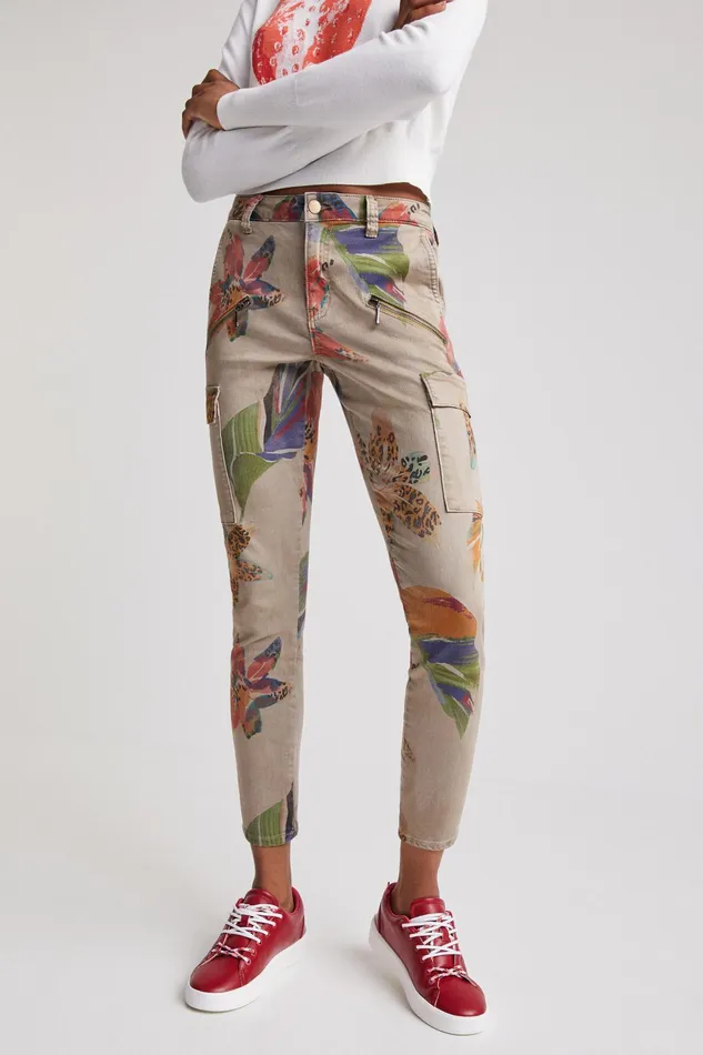Camoflower Cargo Trousers Women Desigual Pants and Leggings