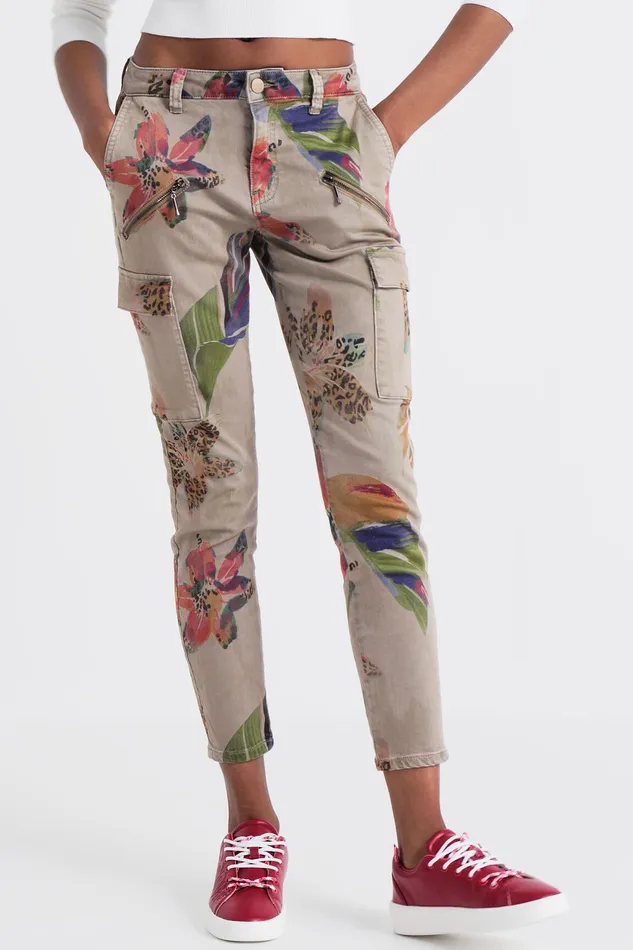 Camoflower Cargo Trousers Women Desigual Pants and Leggings