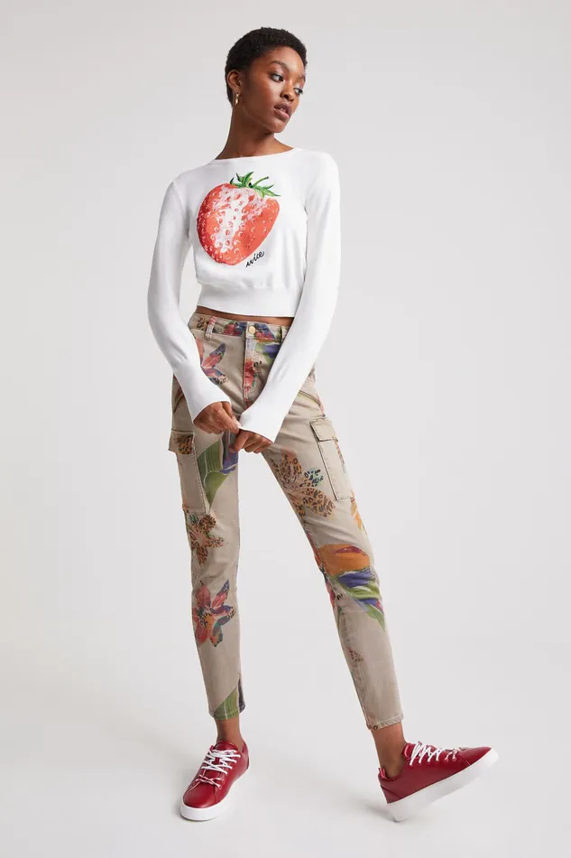 Camoflower Cargo Trousers Women Desigual Pants and Leggings