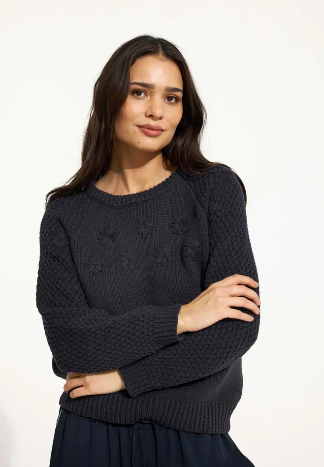 CAMOMILE BLOUSE 16269 591 Navy 591 Women IN FRONT CARDIGANS KNITS