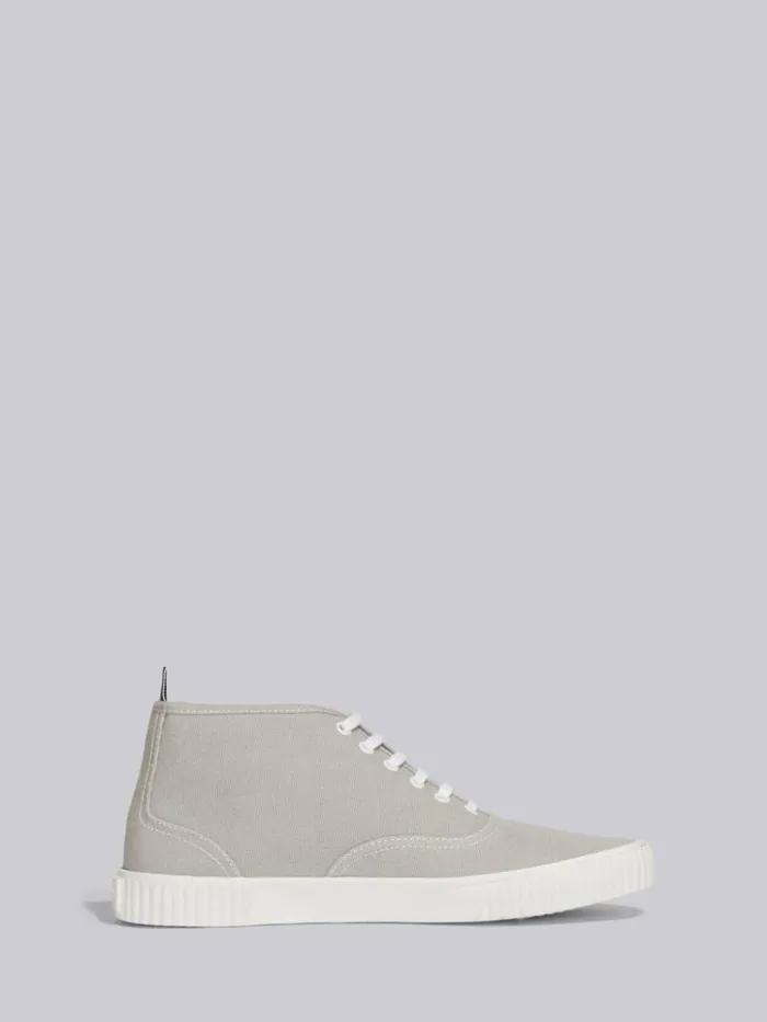 Canvas Mid Top Heritage Trainer Medium Grey Men Thom Browne Sneakers