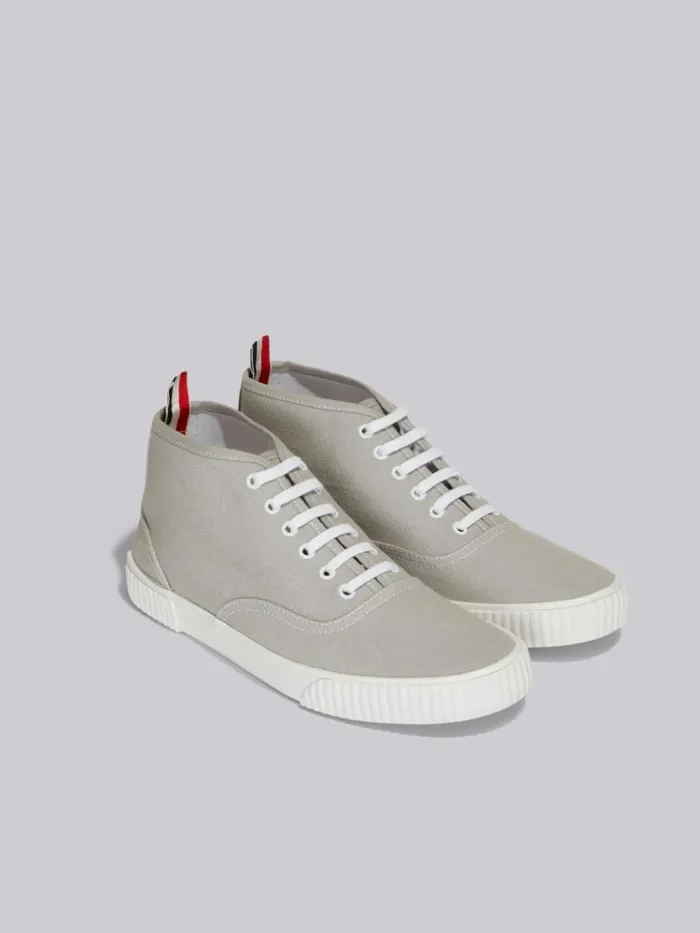 Canvas Mid Top Heritage Trainer Medium Grey Men Thom Browne Sneakers