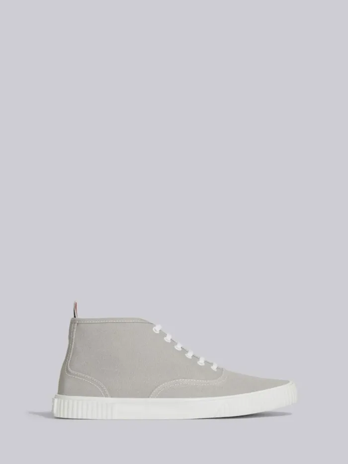 Canvas Mid Top Heritage Trainer Medium Grey Men Thom Browne Sneakers