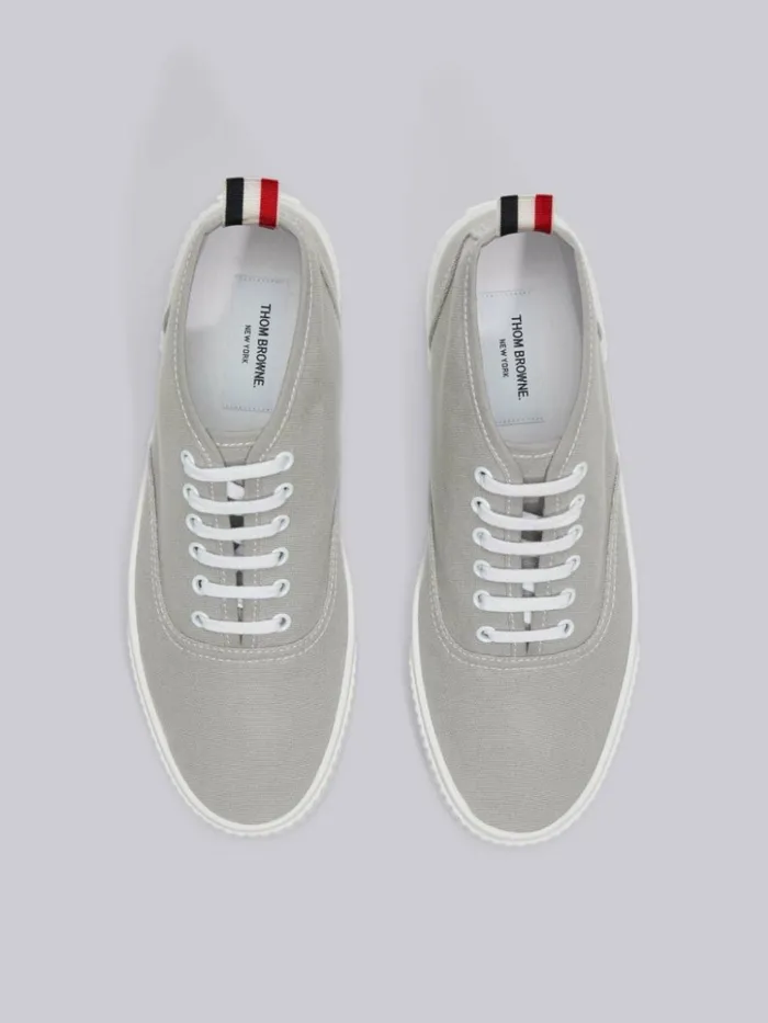 Canvas Mid Top Heritage Trainer Medium Grey Men Thom Browne Sneakers