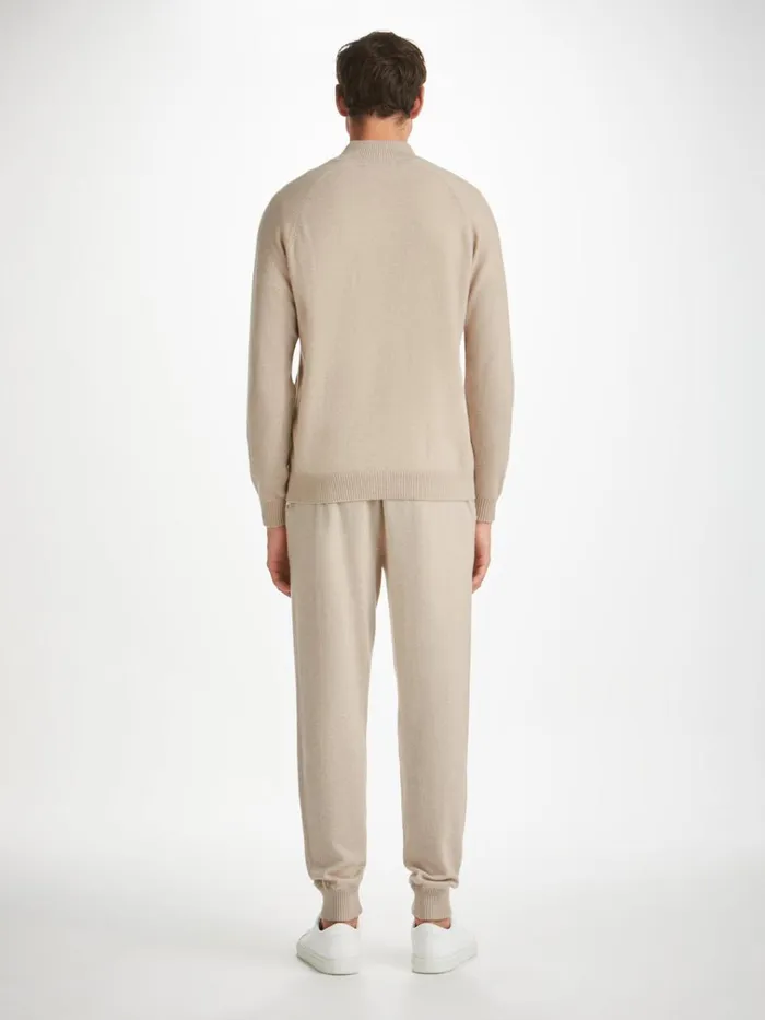 Cashmere ZipUp Tops Men Derek Rose HalfZip Sweater Finley Cashmere Oat