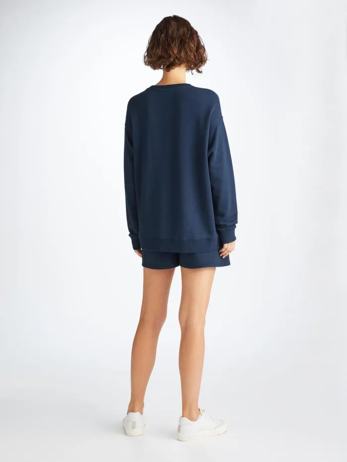 Casual Shorts Women Derek Rose Sweat Shorts Quinn Cotton Modal Navy