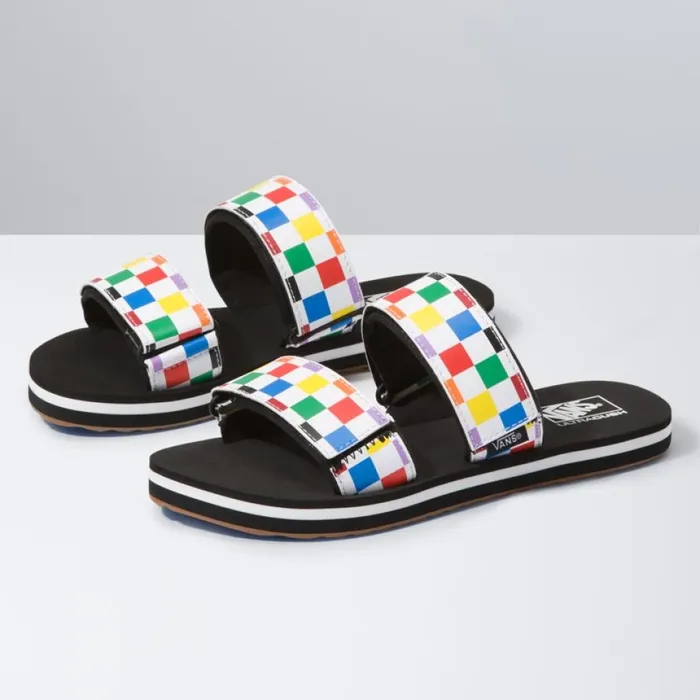 Cayucas Slide Rainbow CheckerboardBlack Women Sandals Vans