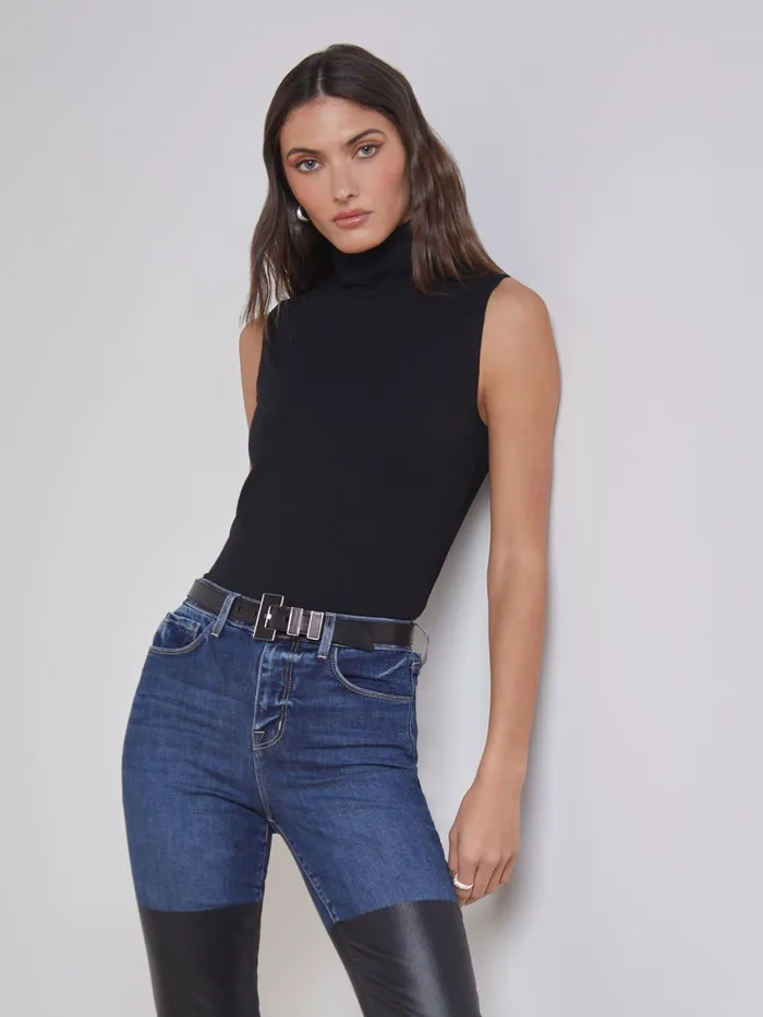 Ceci Sleeveless Turtleneck Micro Modal Black Women L039Agence Tees