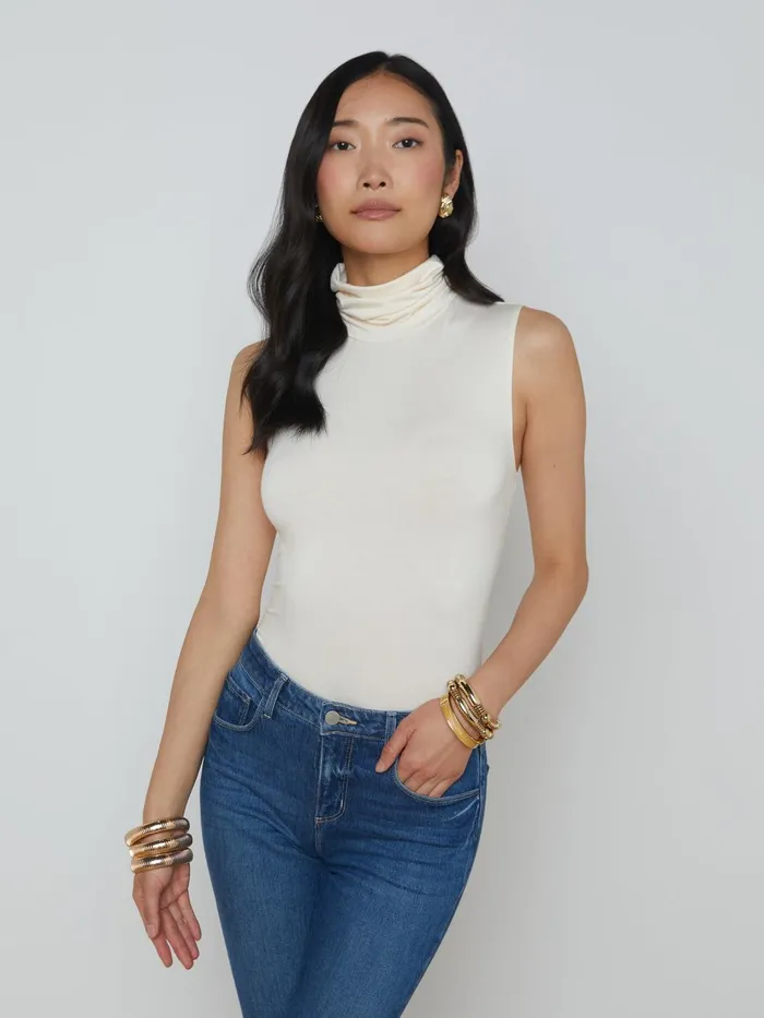 Ceci Sleeveless Turtleneck Vintage White Women L039Agence Tees