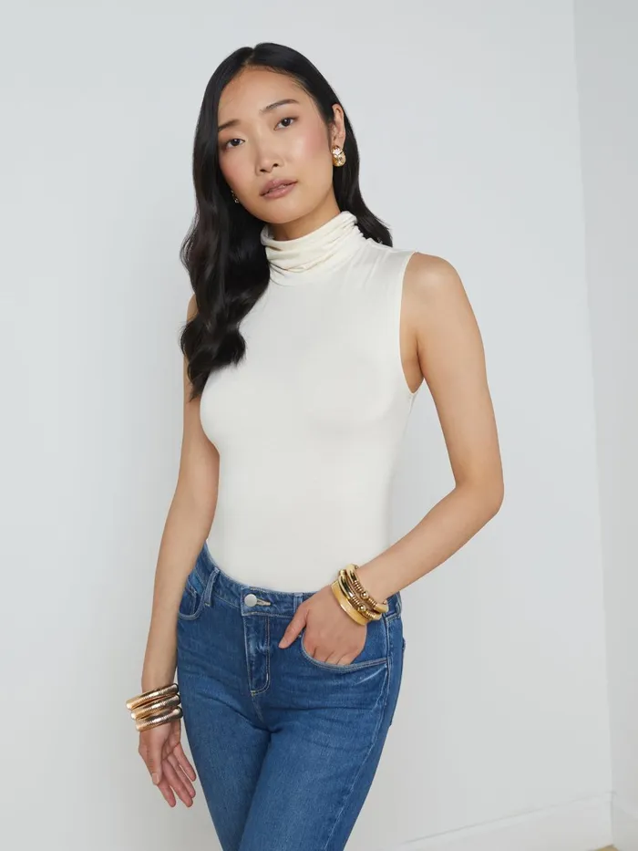 Ceci Sleeveless Turtleneck Vintage White Women L039Agence Tees Ceci Sleeveless Turtleneck Vintage White Women L039Agence Tees