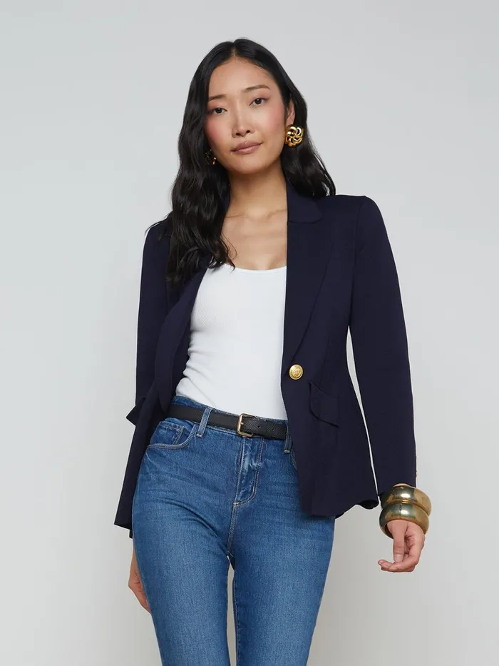 Chamberlain Knit Blazer Midnightgold Women L039Agence Blazers and Jackets