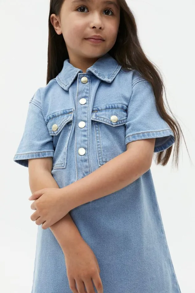 Child Denim and Jeans Seed Heritage Pocket Denim Dress Clean Blue Wash