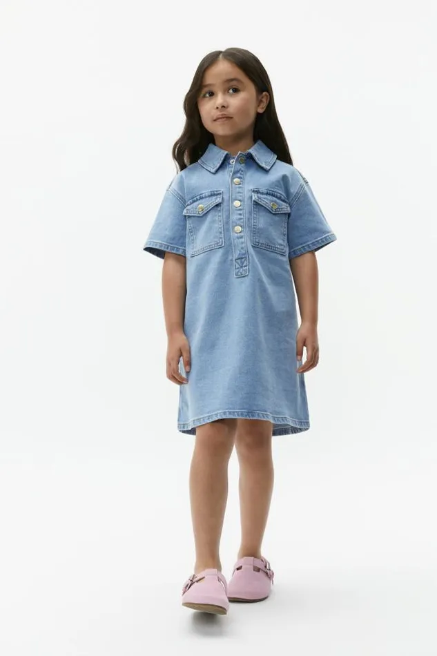 Child Denim and Jeans Seed Heritage Pocket Denim Dress Clean Blue Wash