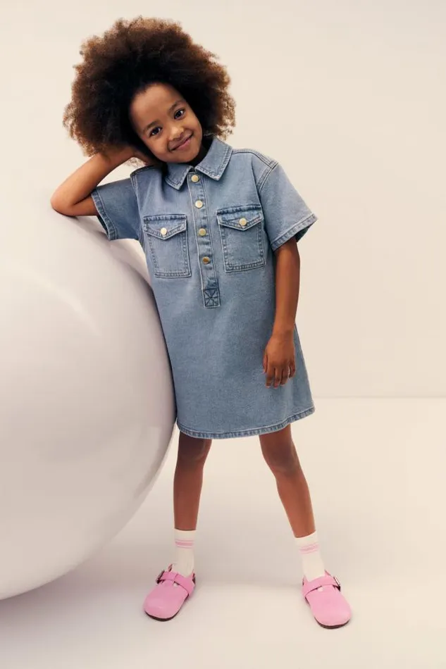 Child Denim and Jeans Seed Heritage Pocket Denim Dress Clean Blue Wash