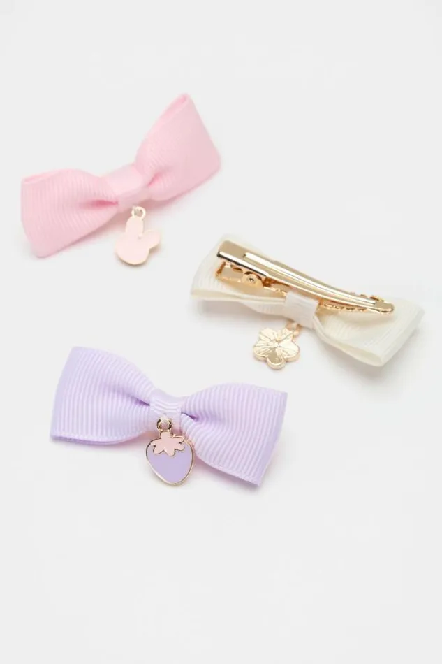 Child Hair Accessories Seed Heritage Bow Charm Duck Clip Pack Multi
