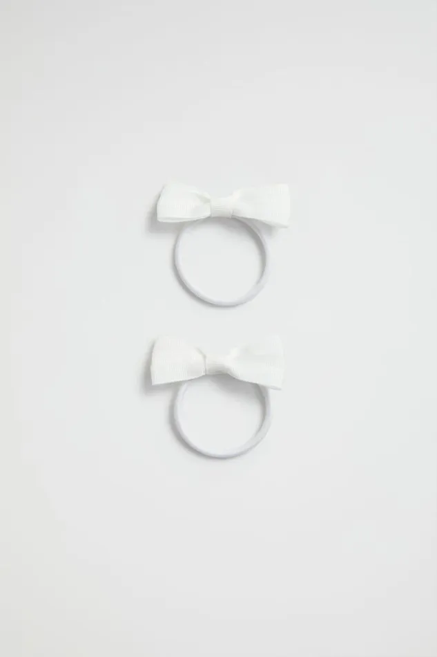Child Hair Accessories Seed Heritage Grosgrain Bow Elastic Pack White