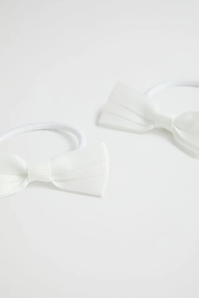 Child Hair Accessories Seed Heritage Grosgrain Bow Elastic Pack White