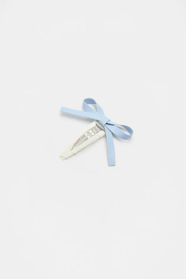 Child Hair Accessories Seed Heritage PU Bow Snap Soft Blue
