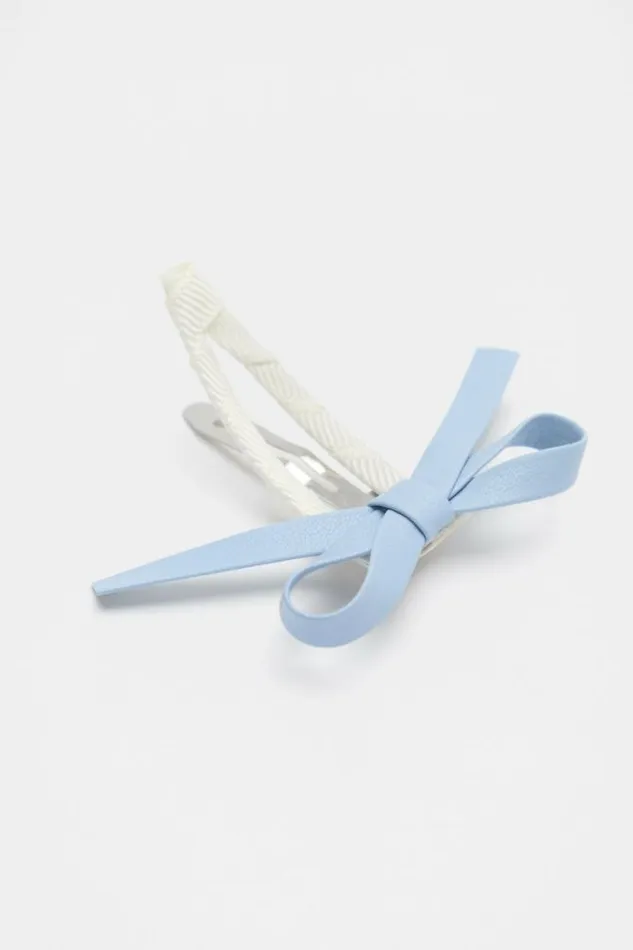 Child Hair Accessories Seed Heritage PU Bow Snap Soft Blue