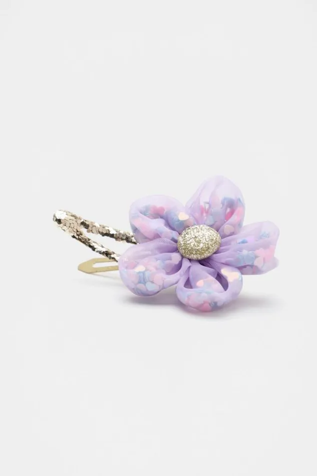 Child Hair Accessories Seed Heritage Tulle Shaker Daisy Snap Bright Orchid
