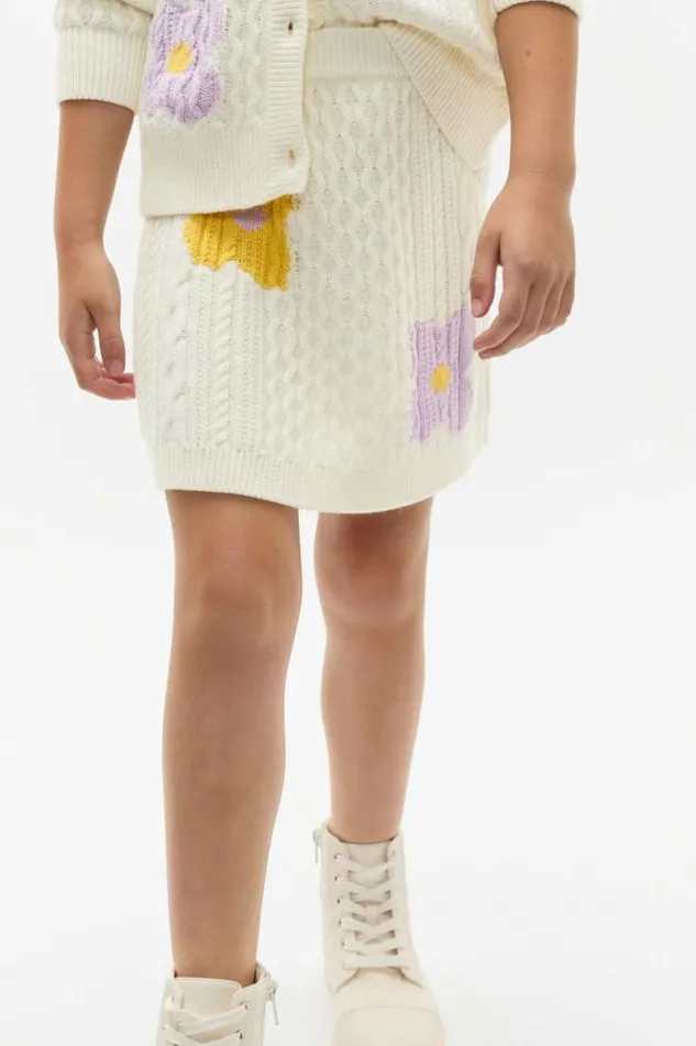 Child Knitwear and Sweaters Seed Heritage Flower Cable Skirt Classic Cream