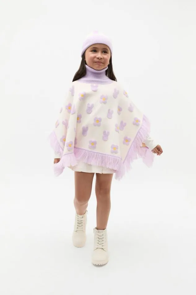 Child Scarves Ponchos and Mittens Seed Heritage Bunny Poncho Soft Lilac