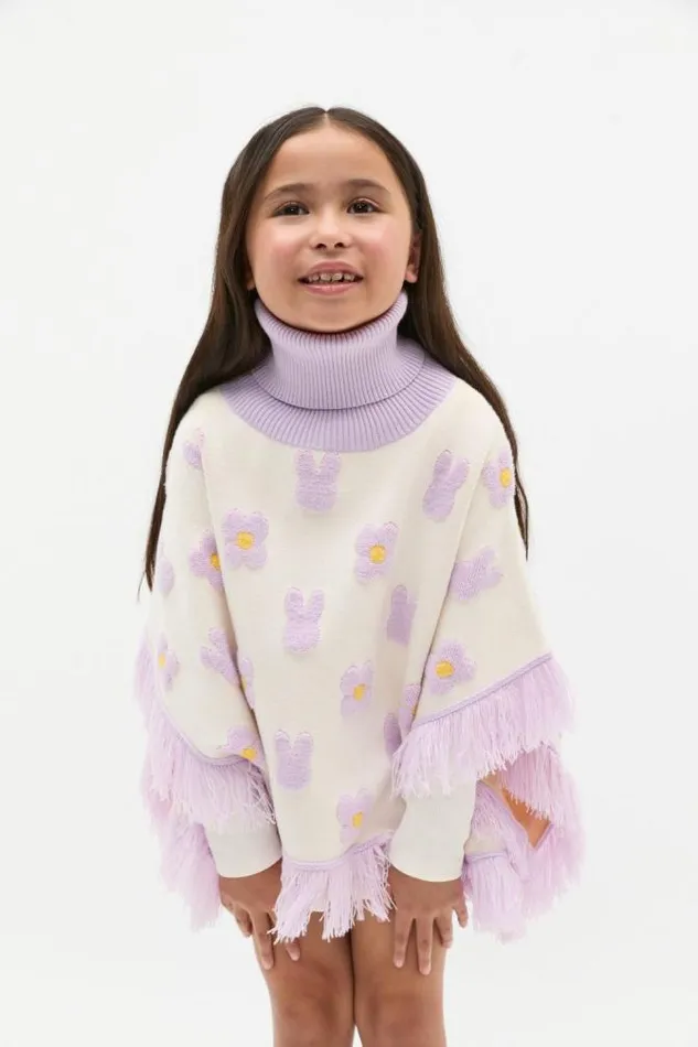 Child Scarves Ponchos and Mittens Seed Heritage Bunny Poncho Soft Lilac