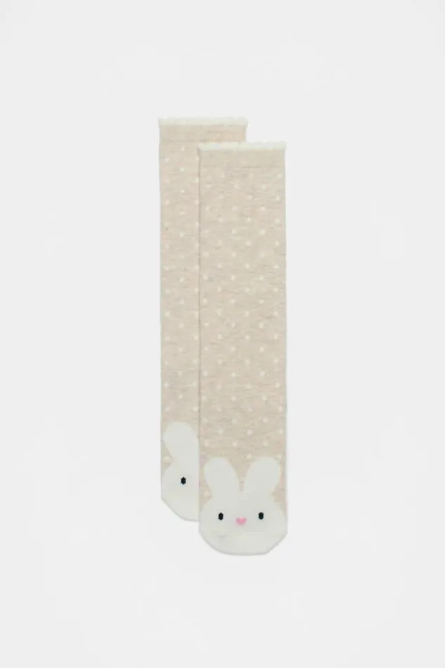 Child Socks and Tights Seed Heritage Bunny Spot Knee High Sock Oat Marle