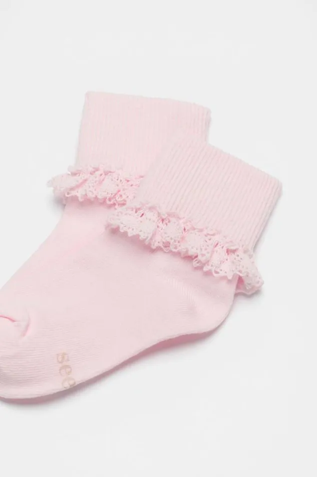 Child Socks and Tights Seed Heritage Frill Sock Light Pink
