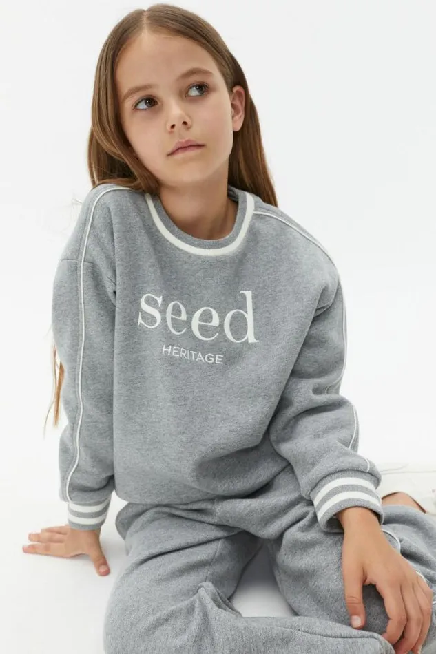 Child TShirts and Tops Seed Heritage Core Logo Sweat Storm Marle