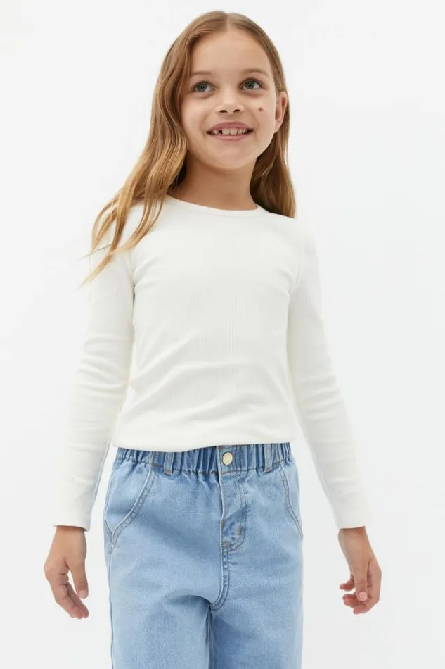 Child TShirts and Tops Seed Heritage Core Rib Tee Classic Cream