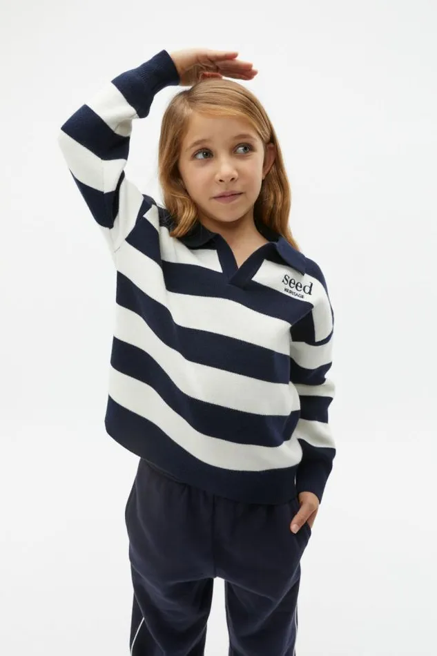 Child TShirts and Tops Seed Heritage Essential Knit Sweater Midnight Blue