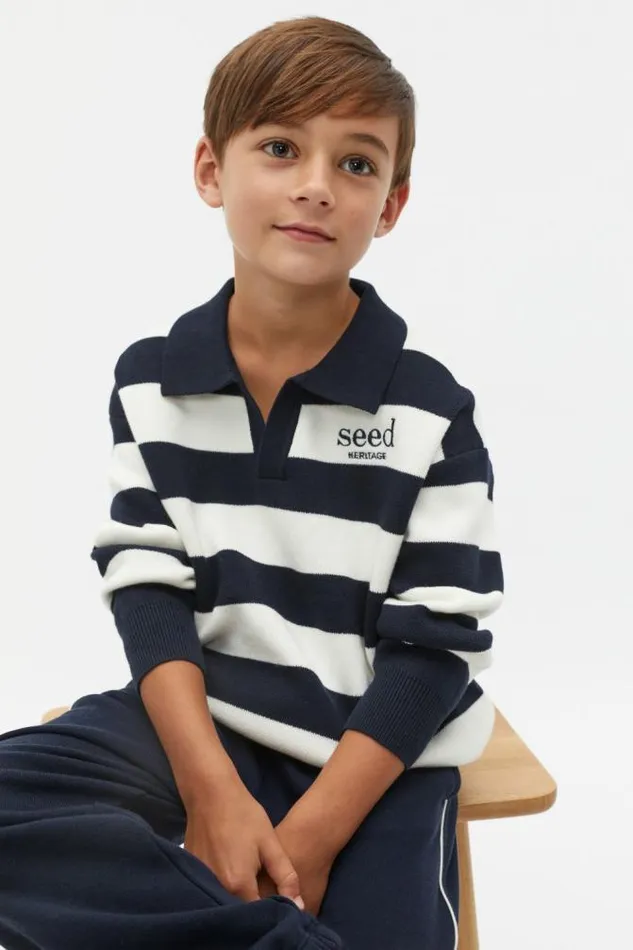 Child TShirts and Tops Seed Heritage Essential Knit Sweater Midnight Blue